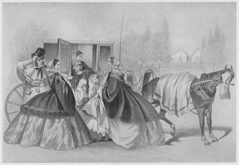 German cartoon on the fashion for crinoline by German School