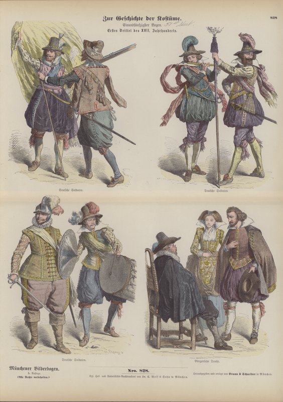 German military and bourgeois costumes, early 17th Century by German School