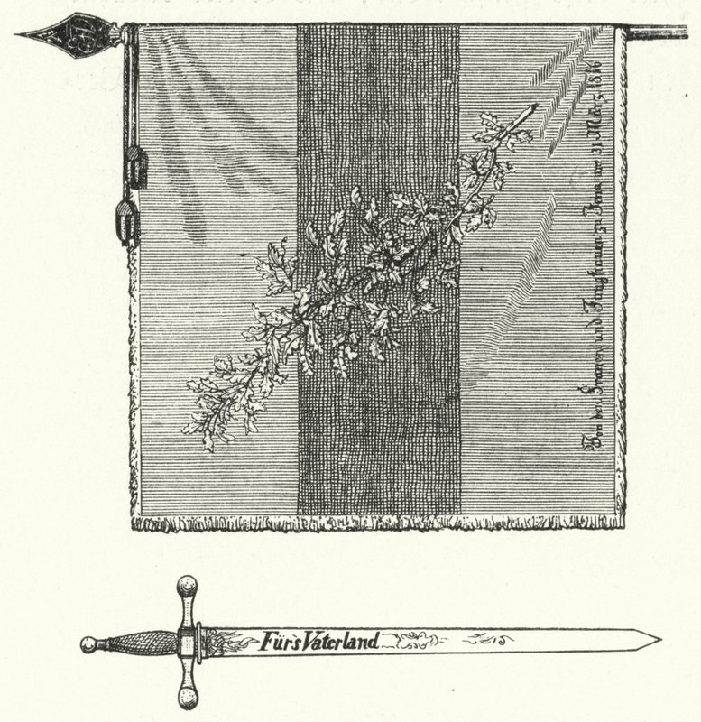 German Student Fraternity Flag and Sword (engraving) by German School