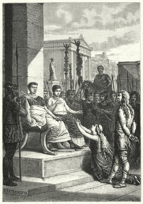 Germanic captives before the Roman Emperor by German School