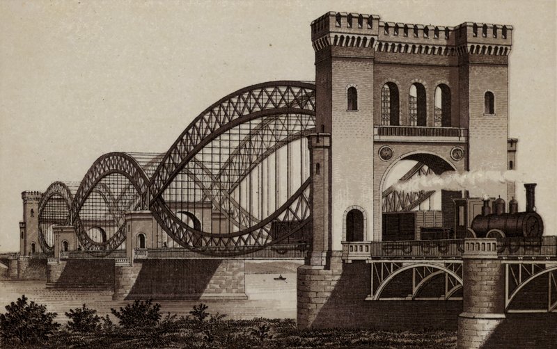 Hamburg: Eisenbahn-Elb-Brucke, The Railroad Bridge across the Elbe by German School