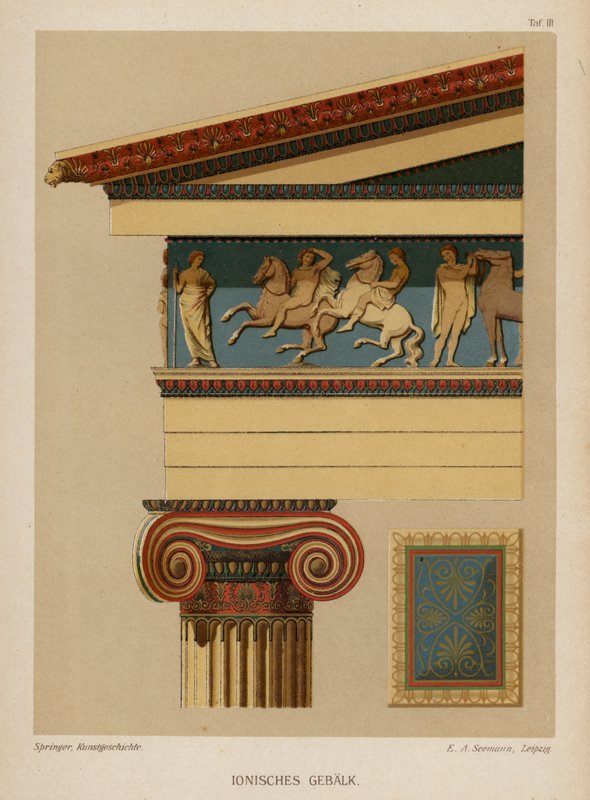 Ionic Entablature, Ancient Greek Architecture by German School