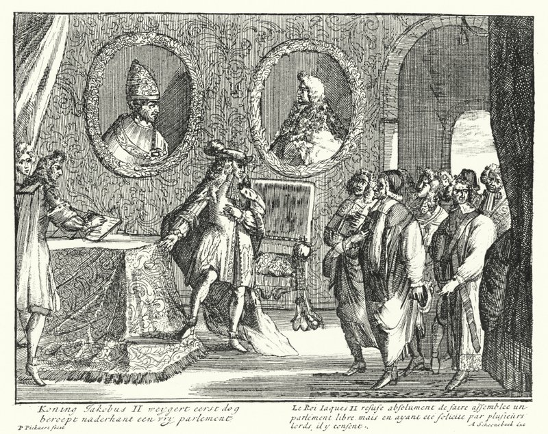 James II of England refuses to allow Parliament to sit by German School