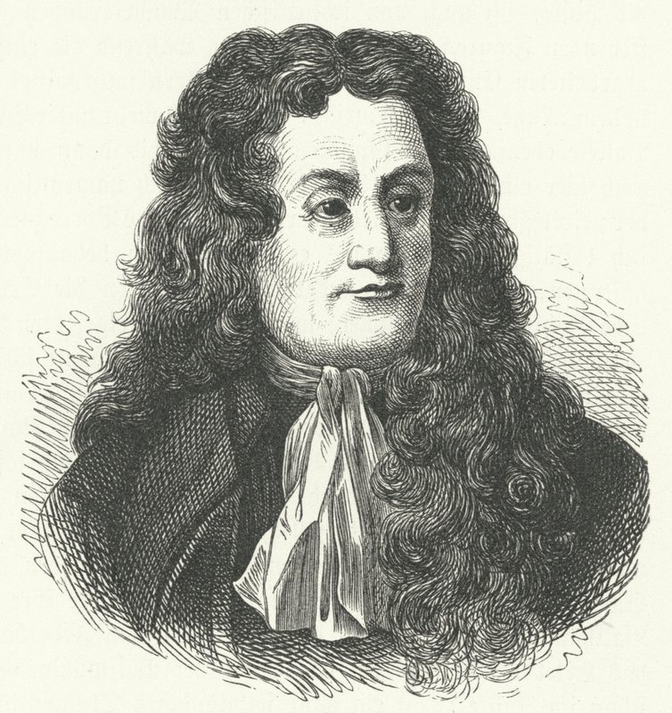 Jean de la Fontaine, French fabulist (engraving) by German School