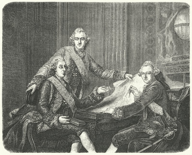 King Gustav III of Sweden in consultation with his brothers Charles and Frederick Adolf by German School