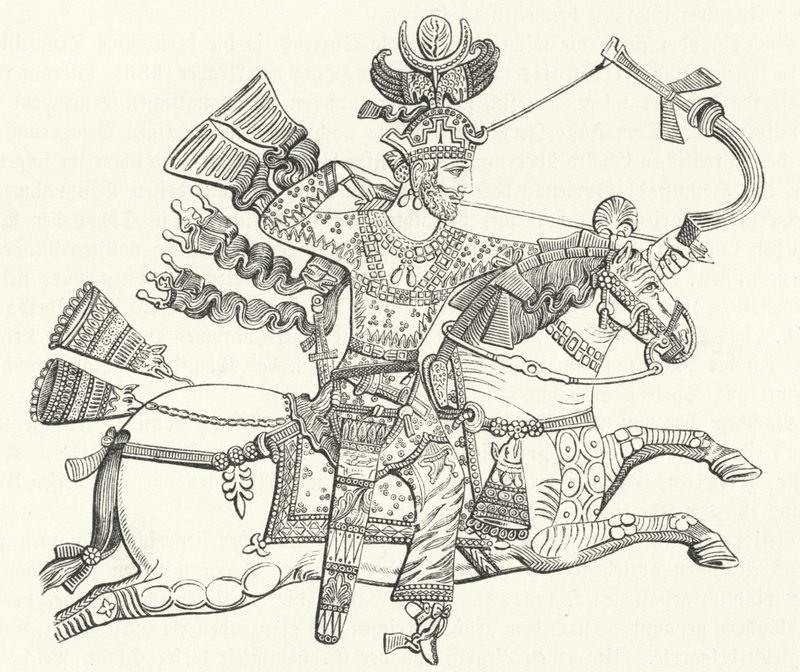King Peroz I of Persia on horseback by German School