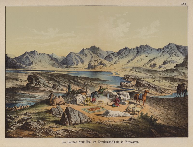Kiuk Kiol Salt Lake in the Karakash Valley, Turkestan by German School