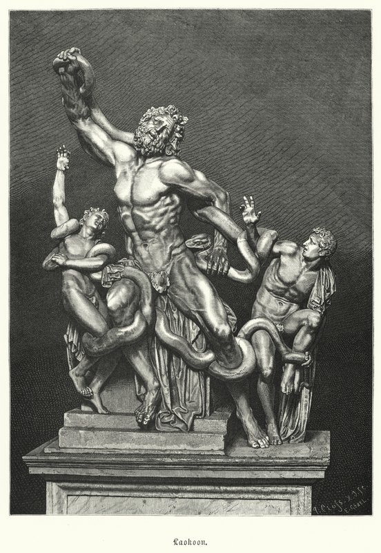 Laocoon and His Sons, ancient Greek or Roman sculpture excavated in Rome in 1506 by German School