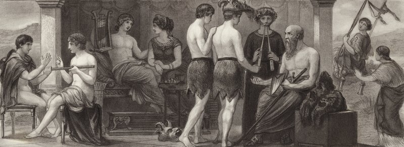 Life and the arts in Ancient Greece. Illustration for Bilder-Atlas by German School