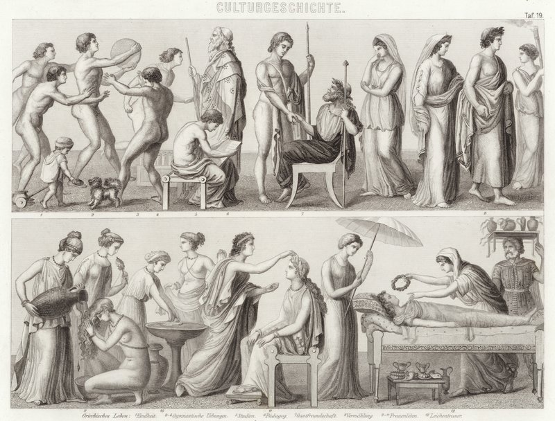 Life in Ancient Greece (Illustration for Bilder-Atlas) by German School