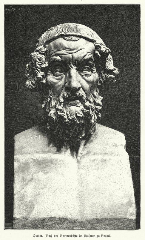 Marble bust of Homer by German School