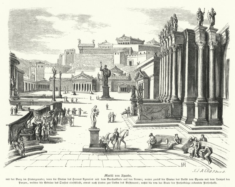 Market of Sparta, Ancient Greece by German School
