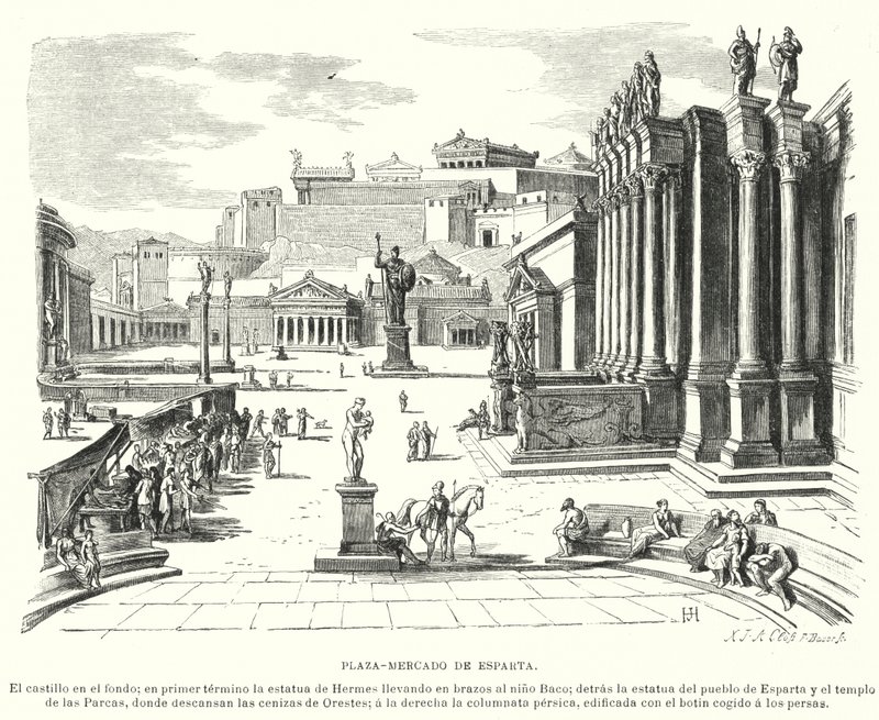 Market Place of Sparta, Ancient Greece by German School