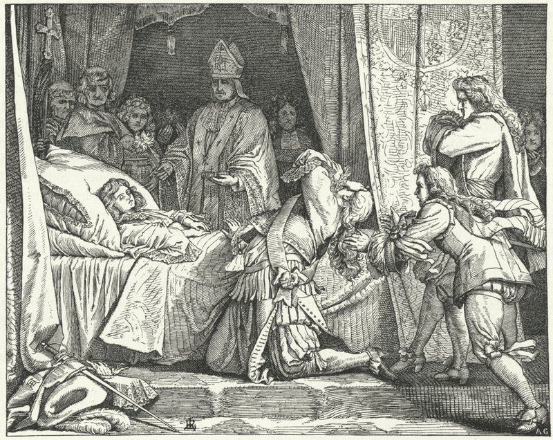 Maximilian II Emmanuel, Elector of Bavaria, at the deathbed of his son Joseph Ferdinand by German School