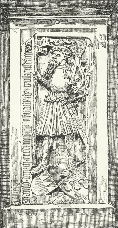 Memorial stone at Brixen Cathedral of the German poet and diplomat Oswald von Wolkenstein by German School