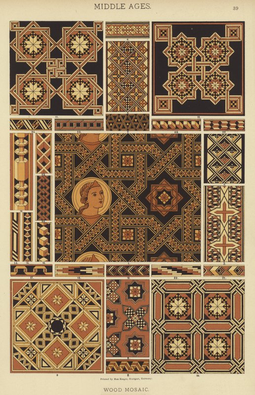 Middle Ages, Wood Mosaic by German School