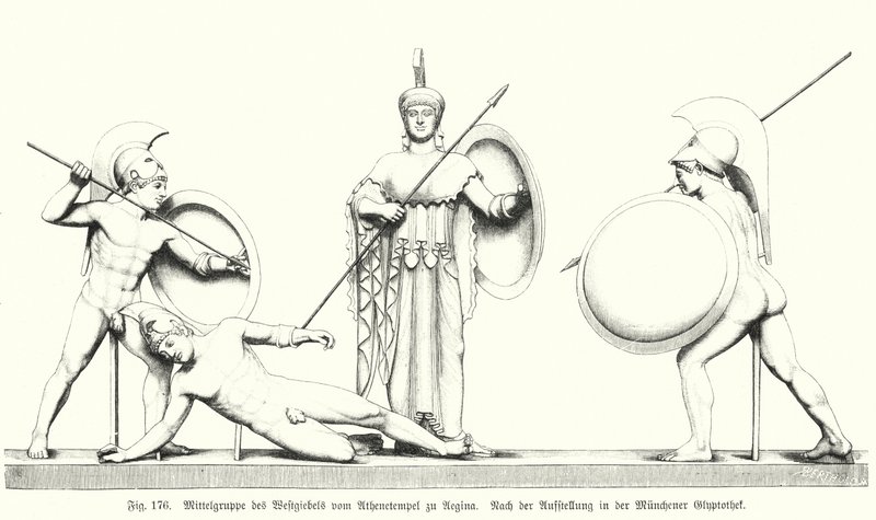 Middle Group from the West Pediment of the Ancient Greek Temple of Athena on the Island of Aegina by German School