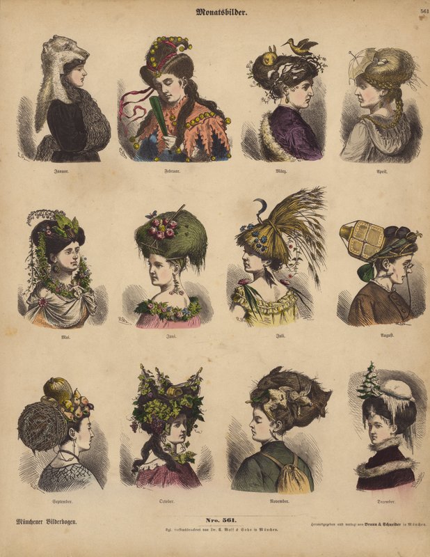 Monatsilder, Hats for Every Month by German School