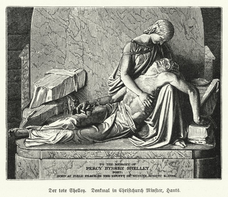 Monument to English poet Percy Bysshe Shelley, Christchurch Priory, Dorset by German School