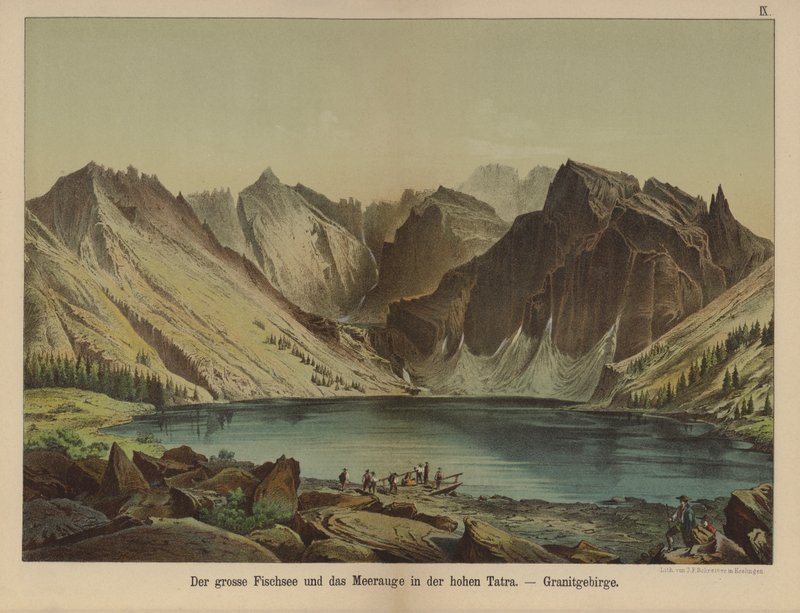 Morskie Oko, lake in the granite High Tatra Mountains by German School