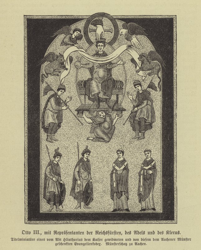 Otto III, Holy Roman Emperor, with Representatives of the Princes, the Nobility and the Clergy by German School