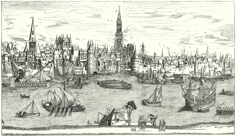Panorama of Antwerp at the beginning of the 16th Century by German School