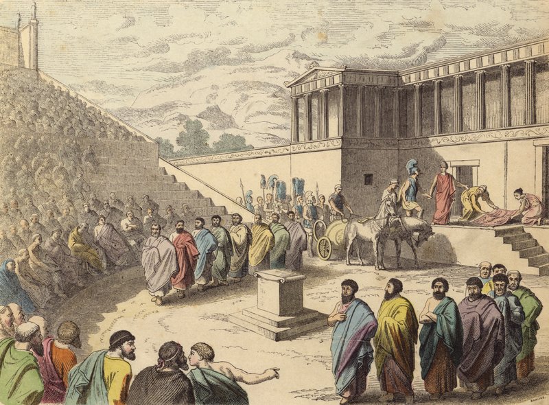 Performance of the Play Agamemnon in a Theatre in Ancient Greece by German School