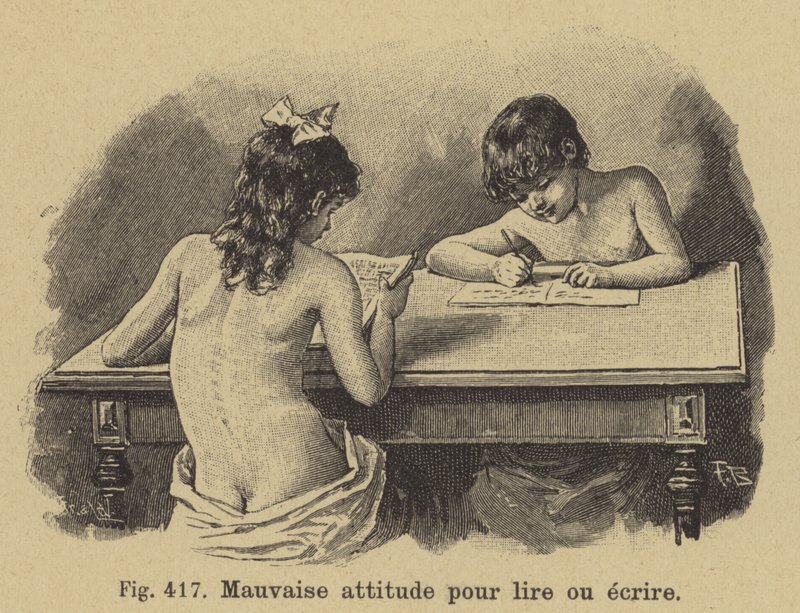 Poor Posture for Reading and Writing by German School