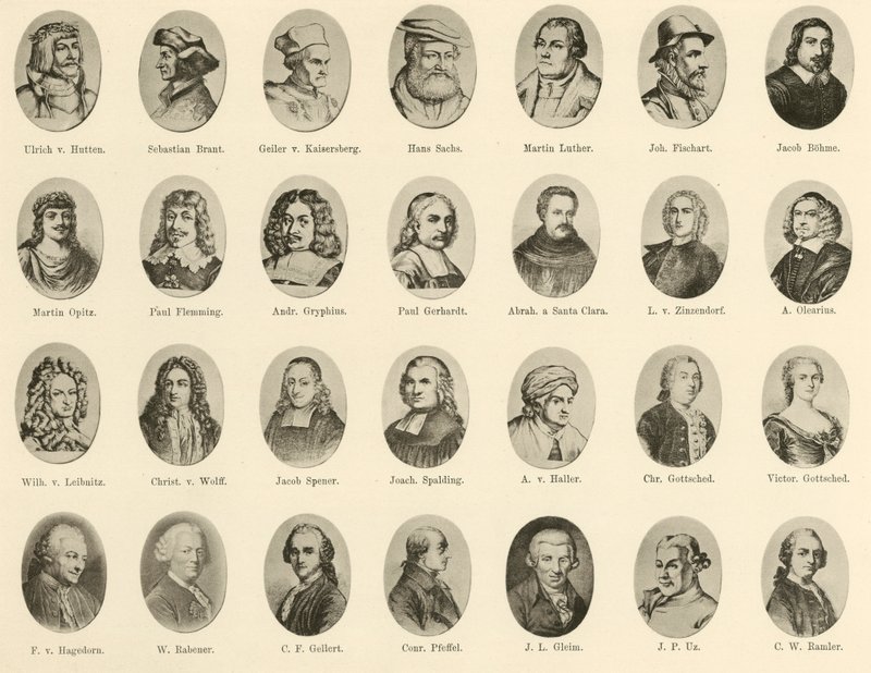 Portraits of famous Germans from Ritter vom Deutschen Geiste by German School