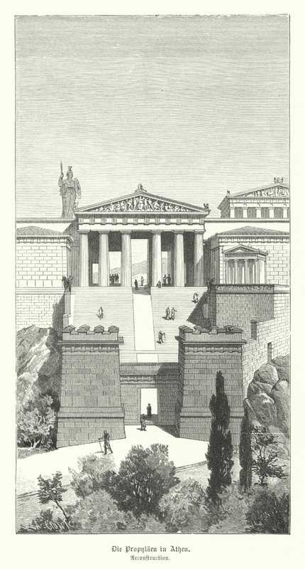 Propylaea, entrance to the Acropolis of Athens, Ancient Greece by German School