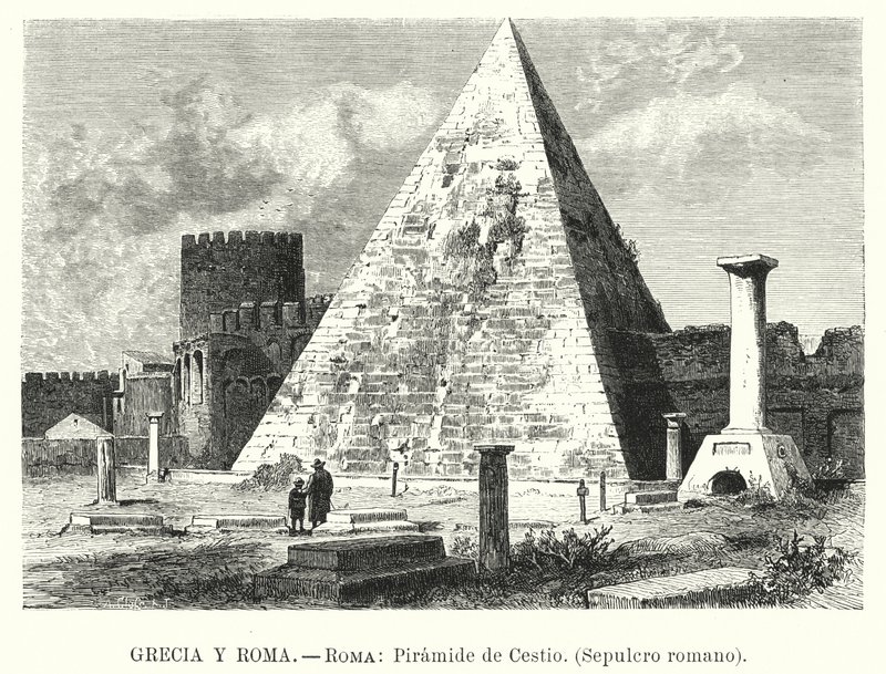 Pyramid of Cestius, Tomb of Gaius Cestius, Rome by German School