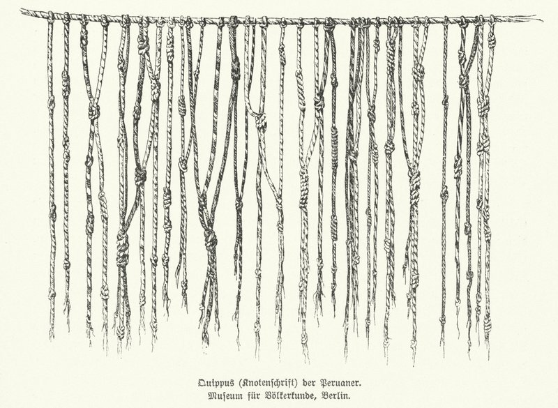 Quipu, Means of Recording Information Using Knotted Strings Used by Peoples of the Andes in South America by German School