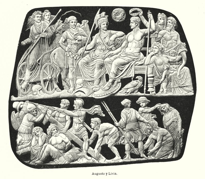 Roman Emperor Augustus and his third wife, Livia by German School