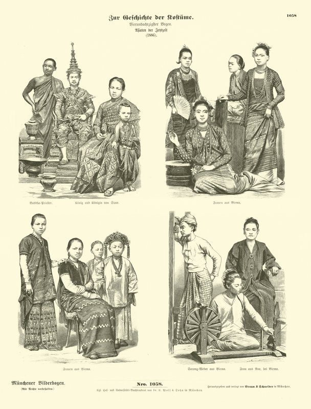 Siamese and Burmese costumes by German School