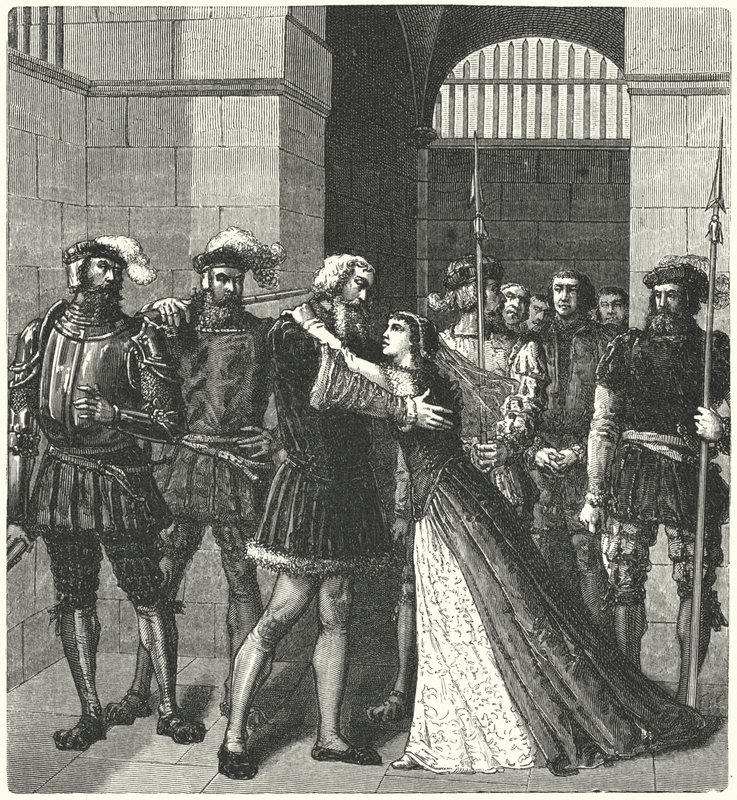 Sir Thomas More saying goodbye to his daughter before his execution by German School