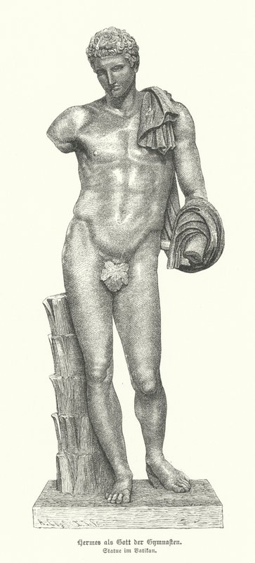 Statue of the Ancient Greek God Hermes as the God of Gymnasts by German School