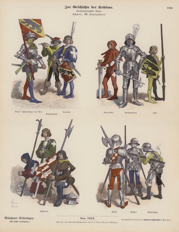 Swiss military costumes of the 15th Century by German School