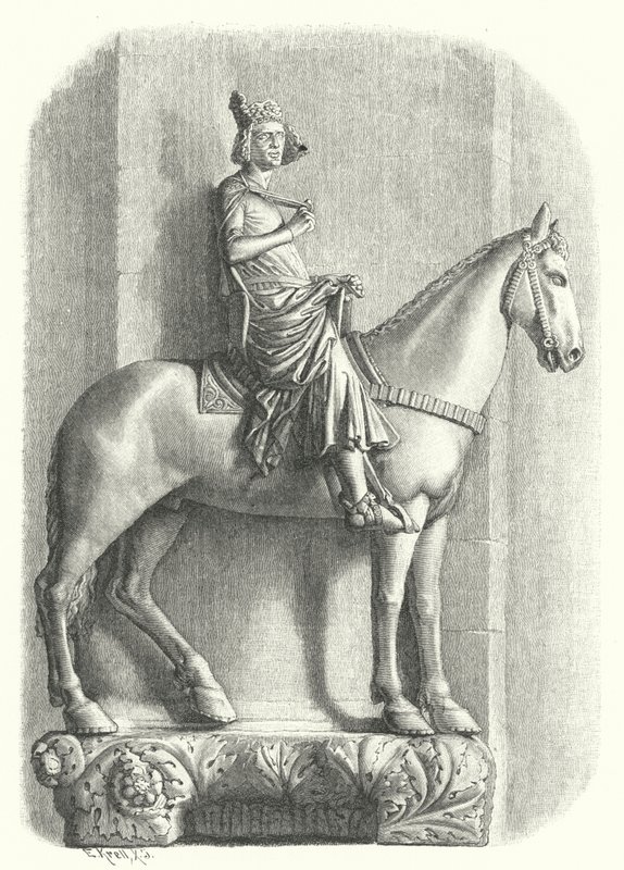 The Bamberg Horseman, Statue at Bamberg Cathedral, Germany (engraving) by German School
