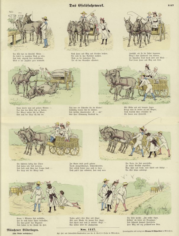 The Donkey Cart by German School