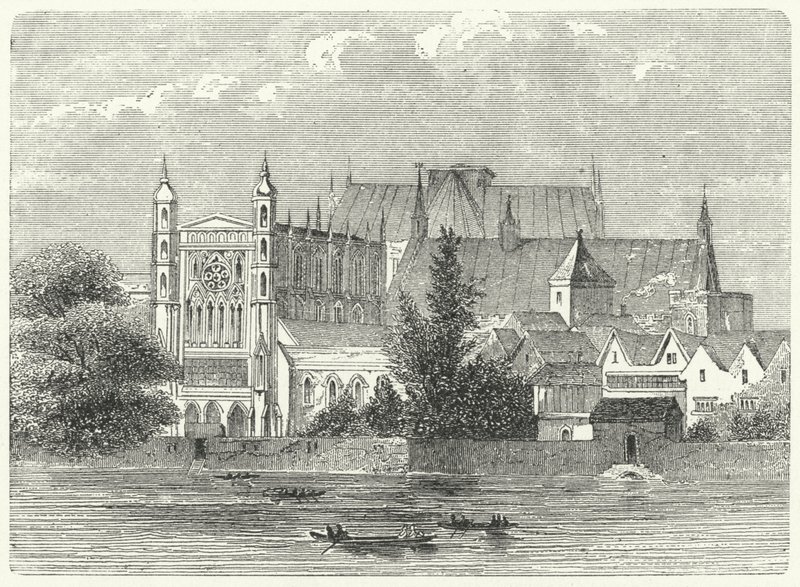 The Houses of Parliament at Westminster in the time of King Charles I by German School