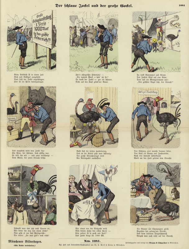 The Sly Jockel and the Large Cockerel by German School