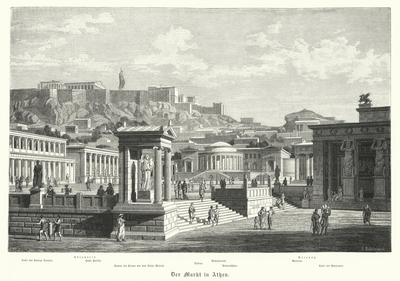 The Market in Athens, Ancient Greece by German School