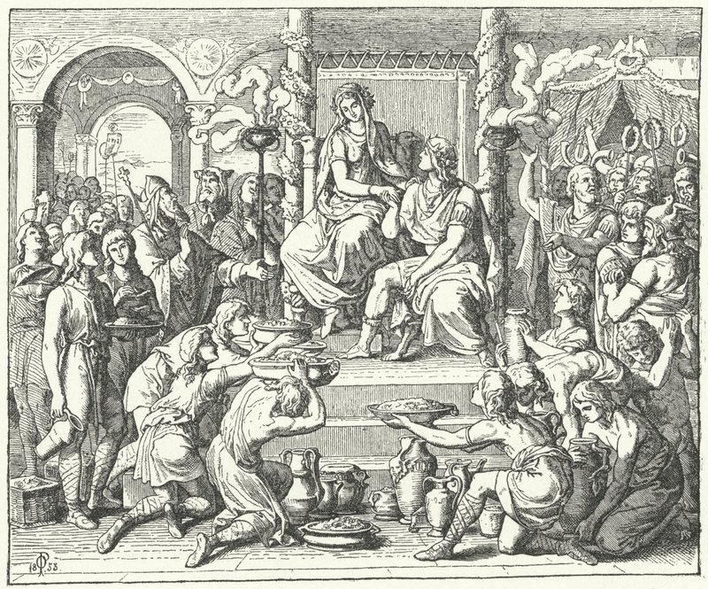 The marriage of Ataulf, King of the Visigoths, and Galla Placidia, daughter of the Roman Emperor Theodosius I, 414 by German School