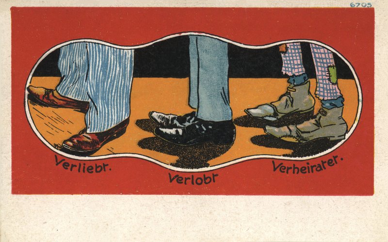 The stages of love in shoes by German School