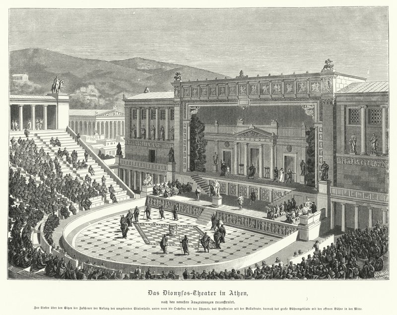 Theatre of Dionysus Eleuthereus, Athens, Ancient Greece by German School