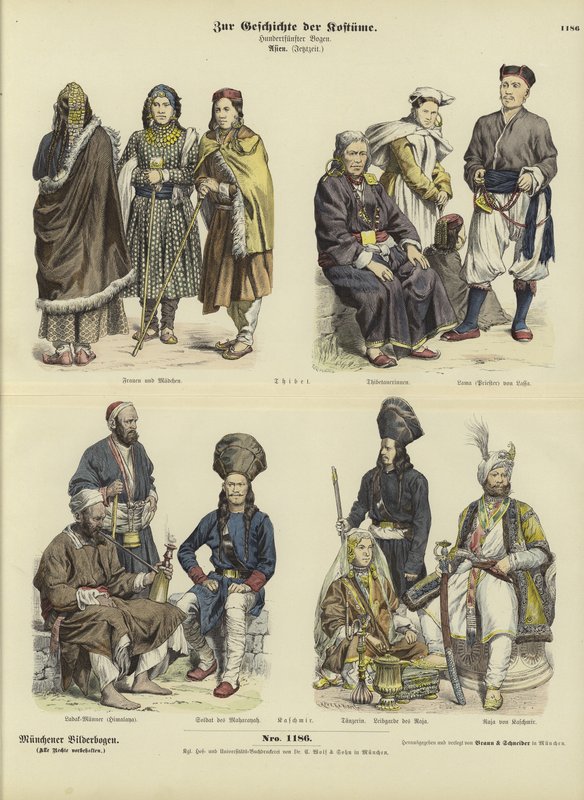 Tibetan and Kashmiri Costumes, 19th Century by German School