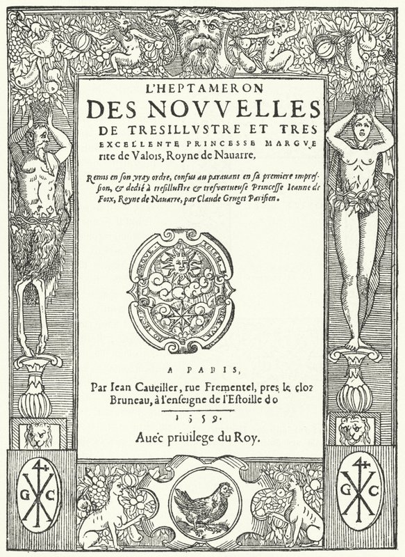 Title page from the first edition of The Heptameron, by Marguerite of Navarre by German School