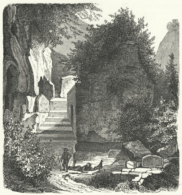 Tomb of the Roman Poet Virgil, Posillipo, Naples (engraving) by German School