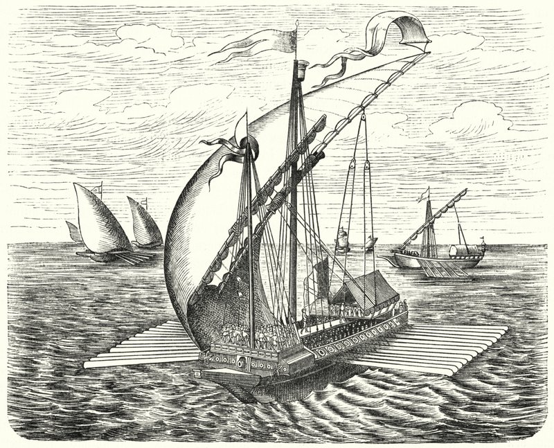 Venetian galley with 26 oars by German School