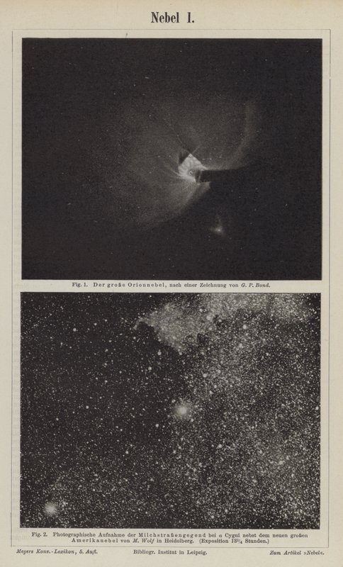 Views of the Orion Nebula and the Milky Way in the area of Deneb by German School